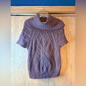 Winter Silks Dark Brown Turtleneck Short Sleeve Sweater EUC